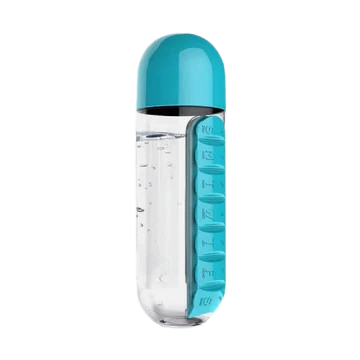 600ml 7-Day Pill Organizer Water Bottle – Travel Medicine Container